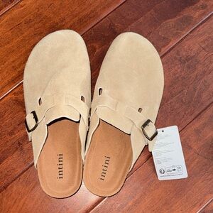 Intini Beige Suede Mules